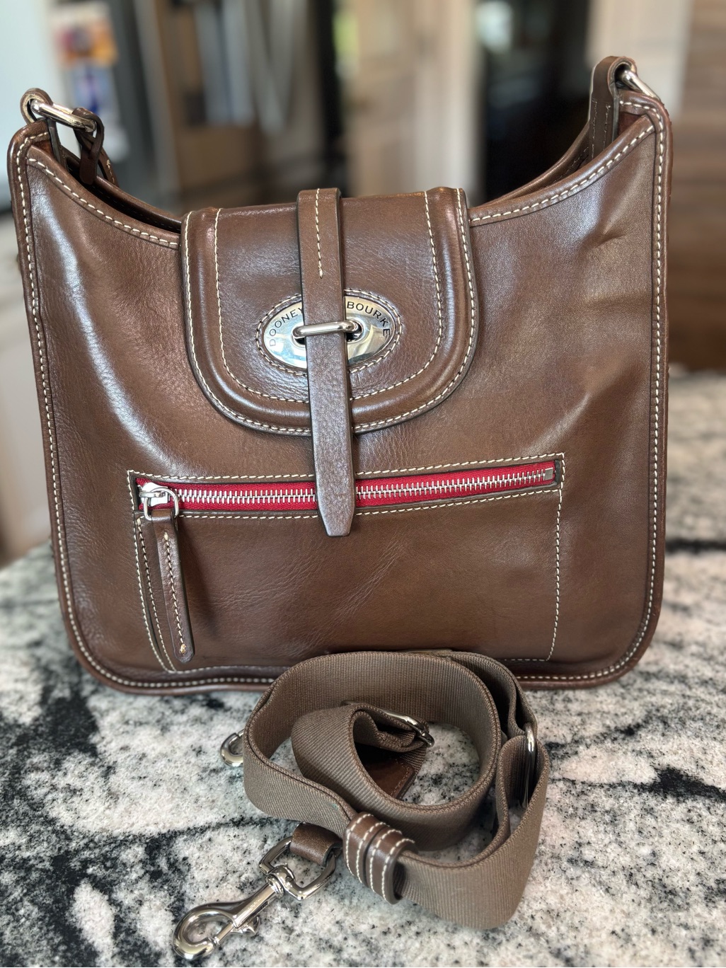 Dooney & Bourke Florentine Toscana Front Zip Crossbody In Elephant Rare Retired